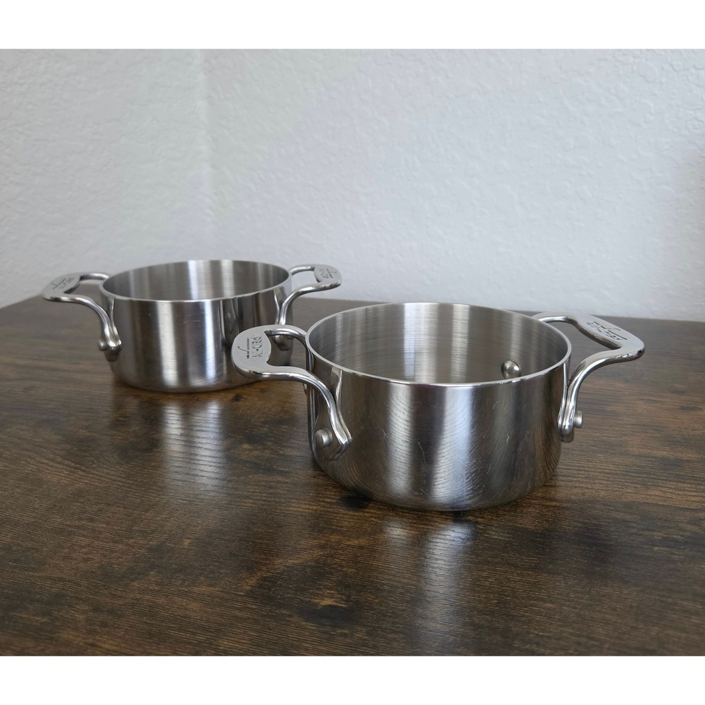 All-Clad Set Of 2 Stainless Steel Mini Cocotte 0.5qt Small Pots *No Lids*